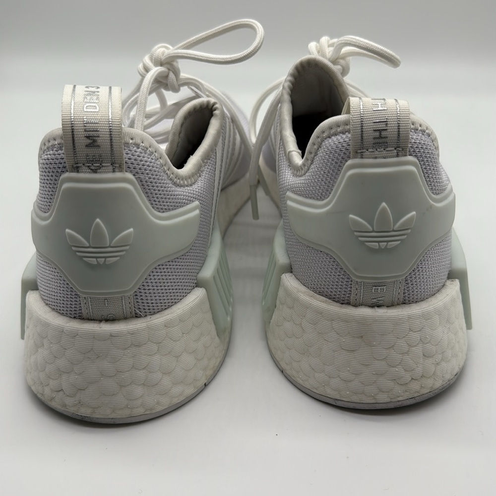 Adidas NMD_r1 Sneakers in White/White/Silver Metallic Size 9 - Picture 7 of 12